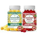 Vitamin D3 Gummies and The 100% Womens Multivitamin Gummies Bundle - - Non-GMO, Gluten Free, No Corn Syrup, All Natural Supplements- 60 ct Vitamin D3 Gummies and 60 ct Multivitamin for Women