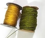 OMX Nylon 1mm Thick, 2 Rolls, Macrame Cord (100 Meters in 1 Roll), Total 200 Mtr Nylon Chinese Knotting Cord, 1m for Macrame, Jewelry Making, Craft Projects. (Olive Green & Gold)