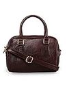GENWAYNE Women’s Leather Handbag with Sling Belt, Brown