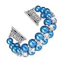 GEMEK Bracelet de perles compatible avec le bracelet de l'Apple Watch 42/44/45/49mm iWatch Series 8/7/6/5/4/3/2/1, bijoux en diamant artificiel, bracelet élastique de remplacement pour femmes