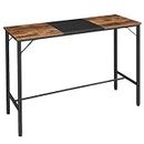 HOOBRO Bar Table, 120 cm Rectangular Pub Table, Tall Counter Height Pub Table, Long Color-Block Bar Tabletop, for Dining Room, Living Room, Bar, Pub, Rustic Brown and Black BF12BT01