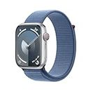 Apple Watch Series 9 (45 mm GPS + Cellular) Smartwatch avec boîtier en Aluminium Argent et Boucle Sport Bleu d’Hiver. Suivi de l’activité Physique, apps Oxygène sanguin et ECG, Neutre en Carbone