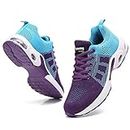 Women Sport Running Shoes Athletic Tennis Walking Sneakers Mesh Breathable Comfort Gym Runner Jogging Shoes Purple Size 9.5
