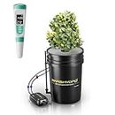 Mars Hydro DWC Hydroponics Grow System 5 Gallon Deep Water Culture with 4W Air Pump, Multi-Purpose Air Hose, Air Stone, 1 Buckets and Top Drip Kit with Digital pH Meter