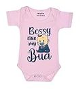ARVESA Bossy Like My Bua Theme Unisex Baby 6-9 Month Pink Romper Onesie Half Sleeve Envelope R-934-L-PINK Bua Loves Baby Clothes, Bua Onesie, Bua Baby Romper.