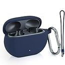 Beat Studio Case Cover Replacement for 2021 New Apple Beats Studio Buds Wireless Earbuds, Dark Blue Heavy Duty Silicone Protective Skin Sleeve with Key Chain - LEFXMOPHY