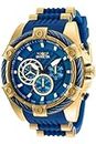 Invicta Silicone Bolt Chronograph Blue Dial Analog Watch for Men - 25527, Blue Band