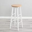 INDIAN DECOR. 45290 Wooden Bar Stool Dining Breakfast Stool/Bar Stool Chair Kitchen Cafe Bistro White with Wooden Color top - Made in India