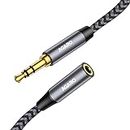 AGARO 3.5mm Aux Male to Female Extension Cable, Audio Cable with Microphone Gold Plated Jack Nylon Braided for Car, Media Player & More 3.6 Meter (11.8 Ft), Silver & Black, (33669)