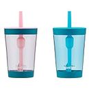 Contigo Kids Spill-Proof 14oz Tumbler with Straw and BPA-Free Plastic, Fits Most Cup Holders and Dishwasher Safe, 2-Pack Strawberry Cream & Blue Raspberry
