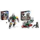 LEGO 75369 Star Wars Boba Fett Mech, Buildable Action Figure Toy & 75344 Star Wars Astronave di Boba Fett Microfighter Giocattolo