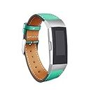 SUIYUANA Replacement for Fitbit for Charge 3 Bands Leather Straps Band Interchangeable Smart Fitness Watch Bands with Stainless Frame (Band Color : P)