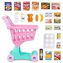 Play Circle by Battat – Shopping Day Grocery Cart – 30-Piece Toy Shopping Cart and Pretend Food Playset – Grocery, Kitchen and Food Toys for Toddlers Age 3 Years and Up, PC2211C1Z