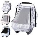 SMTTW Car Seat Cover for Babies, Stretchy Breathable Carseat Canopy with Peek Window, Multiuse Infant Stroller Cover for Baby Boys Girls, Privacy Sun Shade & Wind Protect for Summer (Elephant)