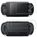 Screen Protectors Compatible Sony PlayStation Vita 1000 & Back Covers, AFUNTA 2 Pack (4 Pcs) Tempered Glass for Front Screen & HD Clear PET Film Compatible the Back PS Vita PSV PCH-1000 Film Accessory