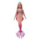 Barbie Sirena Muñeca con Pelo Rosa, Cola ombré, Corona Azul y Aletas esculpidas, Juguete +3 años (Mattel HGR09)