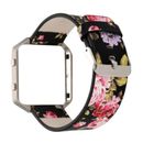 Reloj de pulsera con correa de pulsera de cuero floral para FITBIT BLAZE con marco