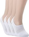 Pro Mountain No Show Socks - Cotton Sports Cushion Footies For Women Sneakers (S(US Women Shoes 5.5~7.5), White 4 pairs Pack S size)