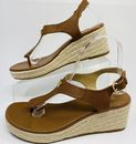 Michael Kors Shoes Women’s Sz 8 Tan Tilly Wedge Sandals Espadrilles Leather NEW