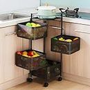 GLOBAL LOCAL Square Kitchen Trolley with Wheels|Kitchen Organizer|Vegetable Stand for Kitchen | Kitchen Shelf Organizer | Vegetable Basket for Onion,Potato | Vegetable Trolley with Wheels (4 Layer)