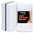 Avalon Towels Frottee Bar Mop Handtücher (Vorteilspackung mit 12 Stück) Größe 40.6x48.3 cm,saugfähig und langlebig, Mehrzweck-Handtücher, Restaurant-Handtücher, wiederverwendbare Laden-Tücher (blau)