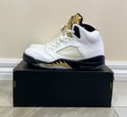 Nike Air Jordan 5 Retro Olympic White Gold Black Shoes Sneakers Mens Size US 9 ✅