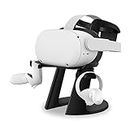 TNP VR Headset Stand for Oculus Quest 2 Holder Touch Controller Display Stand Docking Station, Meta Quest 2/ Quest/Rift/Rift S/Samsung Odyssey VR Stand/Valve Index/HTC Vive/Valve Index, Black