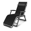Folding chair Recliner Zero Gravity Seat Patio Lounger Folding Travel Folding Chair Suitable for Outdoor Garden Beach Lawn Camping Portable Chair Support200kg armchair (Color : Bla To pursue happiness