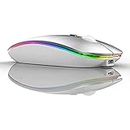 Talabat Wireless Mouse Optical Mouse,Bluetooth Gaming Mouse with RGB Lights, 2.4 GHz with USB Mice Nano Receiver,Silent Buttons Rechargeable, Design for PC/Mac/Laptop (Silver-4)