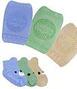 Baby Knee Pads for Crawling and Baby Socks for Walking (6 Pairs, 6-12 12-18 Months) I Toddler Socks with Grippers and Crawling Anti-Slip Knee Pads for Infant Boys Girls I Rodilleras y Calcetines Antid