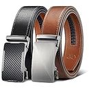 Zitahli Mens Belt Leather 2 Pack - Ratchet Belt for Men Dress Pant Shirt Oxfords,Micro Adjustable Brown Belt,Trim To Fit, Imperial Black/Brown 01, 34" to 48" Waist Adjustable