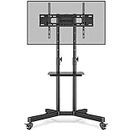 RFIVER Mobile TV Stand on Wheels for 32-80 Inch LCD LED OLED 4K Smart Flat and Curved Panels, Mobile TV Cart, Rolling Stand with Laptop DVD Shelf, Locking Wheels, MAX 50KG and VESA 600x400mm