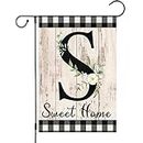 Monogram Letter S Initial Garden Flag 12x18 Double Sided Burlap, Small Vertical Welcome Initial Family Last Name Personalized Sweet Home Flag Outdoor Decoration (ONLY FLAG)