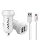 Stuffcool 3.4A Dual USB Car Charger + 5ft Micro USB to USB Cable for Galaxy S7/S6/Edge/Plus, Note 5/4, LG, Nexus, HTC and More, White