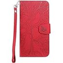 LEMAXELERS Galaxy S9 Plus Case,For Samsung Galaxy S9 Plus Cover Cute Life Tree Embossed PU Leather Flip Notebook Wallet Magnetic Stand Card Slot Case for Samsung Galaxy S9 Plus,RT Tree Red