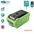 40V 6000mAh Li-ion Battery/Charger For GreenWorks G-MAX 24252 24282 25312 25322
