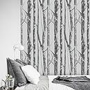 JOLIHOME Weiß und Schwarz Selbstklebende Tapete Birkenbäume Wandaufkleber Abziehen und Aufkleben Kontaktpapier Klebrige Rückseite Plastik Vinyl-Folie Rolle für Schlafzimmer Dekor 44.5x500cm