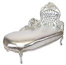 Casa Padrino Baroque Chaise Silver Leather Look/Silver - Recamiere Reclining Furniture
