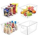 Gominimo 4 Pack Food Storage Bin Baskets for Kitchen, Countertops, Cabinets, Freezer, Bedrooms, Bathrooms, Plastic Household Storage Containers, BPA Free