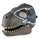 Dinosaur Mask Costume, Dino Toys Head Covering Opening Jaw Realistic Texture Latex Movie Role Playing Prop Funny Horror Mask for Party Halloween Activities (Blue)