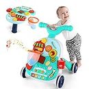 Eners Sit to Stand Learning Walker for Baby Boys and Girls, 2 in 1 Push Walker and Activity Center With Wheels, Musical Walking Toys
