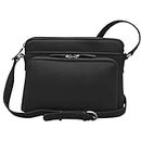 Genuine Soft Leather Cross Body Bag with Front Organizer Wallet,Black