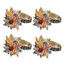India Handicrafts 20311 Beaded Flower Design, Multicolor 2 Inch Acrylic Dinner Napkin Ring; Set of 4