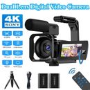 4K Video Camera WiFi Dual Lens Vlogging Audio Camera 16X Digital Zoom Camcorder