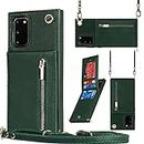 Jaorty Samsung Galaxy S 20 FE 5G Phone Case with Card Holder for Women,Samsung Galaxy S20 FE 5G Crossbody Case Wallet with Strap Lanyard with Kickstand,Credit Card Slots PU Leather Cases,6.5",Green
