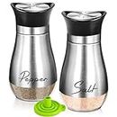 UDQYQ Stainless Steel Salt and Pepper Shakers Set with Glass Bottle, Spice Dispenser Kitchen Accessories for Home,Kitchen, Restaurant, Dining Table (Silver)