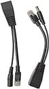 River Fox (1 Set) PoE Cable - Power Over Ethernet Injector/Splitter Kit RJ45 DC Power (Black)