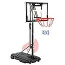 Portable Basketball Hoop System with 33 inch Shatterproof Backboard,Easy Height Adjustment from 4.1 to 8.5 ft,Adjustable Basketball Goal with Sturdy Base,Ideal for Kids&Adults,Outdoor Play(Black)