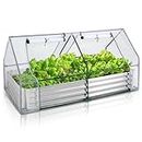 6x3x3FT Galvanized Raised Garden Bed with Cover Greenhouse Combination, Mesh Cover Greenhouse with 2 Zippered Roll-up Doors, Easy Watering & Venting, Garden Box for Fruit, Vegetable, Flower Planting