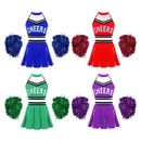 Mädchen Cheerleader Kostüm Kinder Cheerleading Uniform Cheer Outfit mit PomPoms